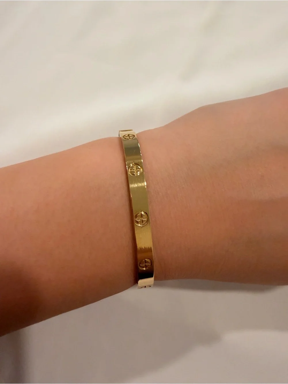 Anthropologie Gold Tone Screw-Accent Bangle Bracelet